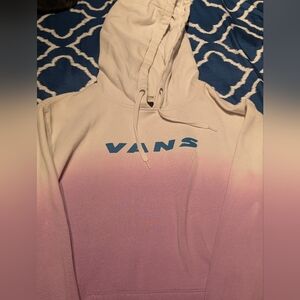 Vans Blue Logo Pink Ombre Hoodie. Large
